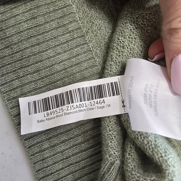 Quince Baby Alpaca-Wool Diamond Stitch Crew in Sage Women's Medium - Picture 9 of 9